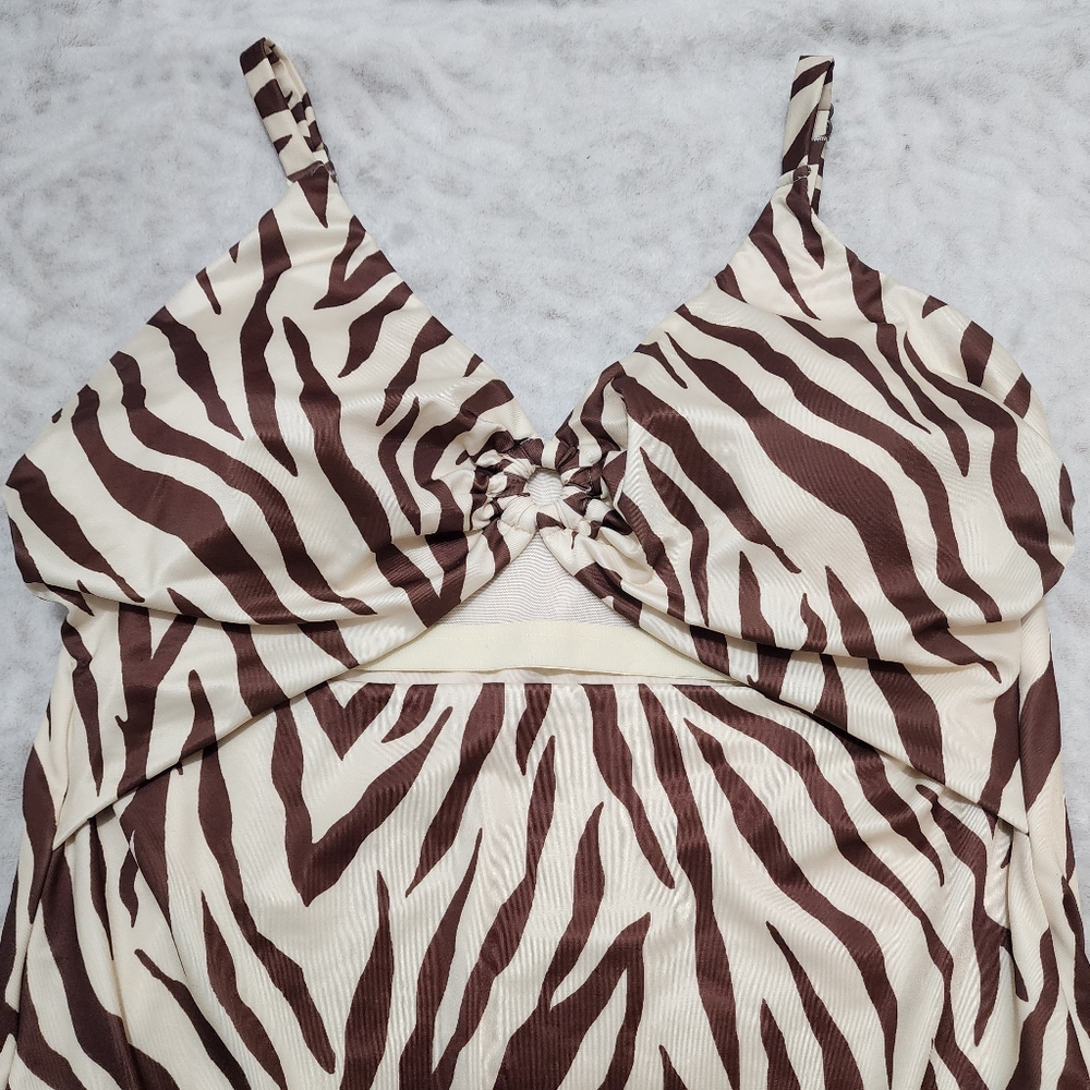 Cacique Lightly Lined No-Wire  One Piece Zebra Print Swimsuit Sz 18 - Picture 3 of 16